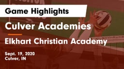 Culver Academies vs Elkhart Christian Academy Game Highlights - Sept. 19, 2020