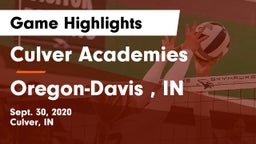 Culver Academies vs Oregon-Davis , IN Game Highlights - Sept. 30, 2020