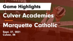 Culver Academies vs Marquette Catholic  Game Highlights - Sept. 27, 2021