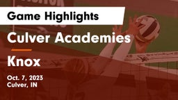 Culver Academies vs Knox  Game Highlights - Oct. 7, 2023