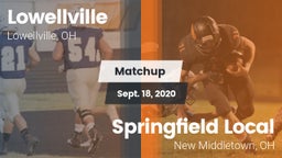 Matchup: Lowellville High Sch vs. Springfield Local  2020