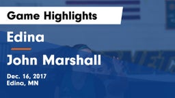 Edina  vs John Marshall  Game Highlights - Dec. 16, 2017