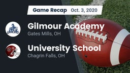 Recap: Gilmour Academy  vs. University School 2020