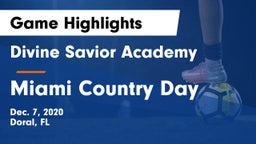 Divine Savior Academy vs Miami Country Day  Game Highlights - Dec. 7, 2020