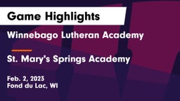 Winnebago Lutheran Academy  vs St. Mary's Springs Academy  Game Highlights - Feb. 2, 2023