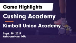Cushing Academy  vs Kimball Union Academy Game Highlights - Sept. 28, 2019