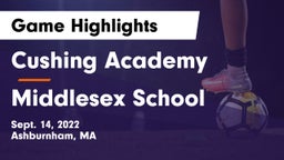 Cushing Academy  vs Middlesex School Game Highlights - Sept. 14, 2022