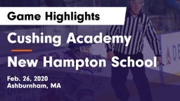 Cushing Academy  vs New Hampton School  Game Highlights - Feb. 26, 2020