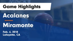 Acalanes  vs Miramonte  Game Highlights - Feb. 6, 2018