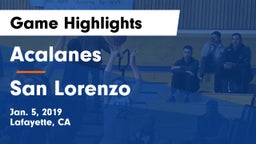 Acalanes  vs San Lorenzo  Game Highlights - Jan. 5, 2019