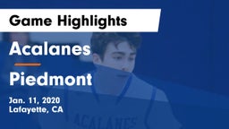Acalanes  vs Piedmont  Game Highlights - Jan. 11, 2020