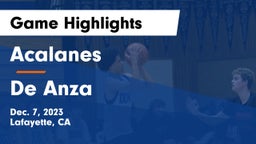 Acalanes  vs De Anza  Game Highlights - Dec. 7, 2023