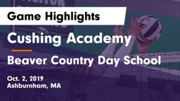 Cushing Academy  vs Beaver Country Day School Game Highlights - Oct. 2, 2019