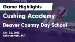 Cushing Academy  vs Beaver Country Day School Game Highlights - Oct. 30, 2023