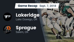 Recap: Lakeridge  vs. Sprague  2018