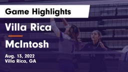 Villa Rica  vs McIntosh  Game Highlights - Aug. 13, 2022