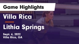 Villa Rica  vs Lithia Springs Game Highlights - Sept. 6, 2022