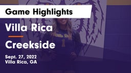 Villa Rica  vs Creekside Game Highlights - Sept. 27, 2022