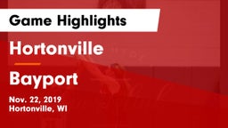 Hortonville  vs Bayport Game Highlights - Nov. 22, 2019