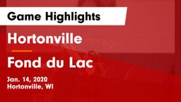 Hortonville  vs Fond du Lac  Game Highlights - Jan. 14, 2020