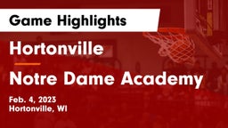 Hortonville  vs Notre Dame Academy Game Highlights - Feb. 4, 2023