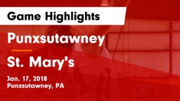 Punxsutawney  vs St. Mary's  Game Highlights - Jan. 17, 2018