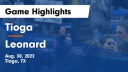 Tioga  vs Leonard  Game Highlights - Aug. 30, 2022