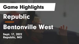 Republic  vs Bentonville West  Game Highlights - Sept. 17, 2022