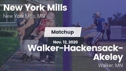 Matchup: New York Mills High  vs. Walker-Hackensack-Akeley  2020
