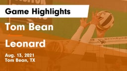 Tom Bean  vs Leonard  Game Highlights - Aug. 13, 2021