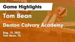 Tom Bean  vs Denton Calvary Academy Game Highlights - Aug. 13, 2022
