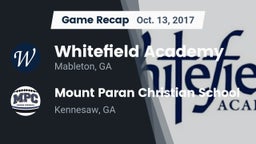 Recap: Whitefield Academy vs. Mount Paran Christian School 2017