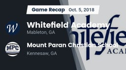 Recap: Whitefield Academy vs. Mount Paran Christian School 2018