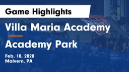 Villa Maria Academy  vs Academy Park  Game Highlights - Feb. 18, 2020