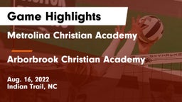 Metrolina Christian Academy  vs Arborbrook Christian Academy Game Highlights - Aug. 16, 2022