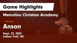 Metrolina Christian Academy  vs Anson  Game Highlights - Sept. 22, 2023