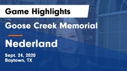 Goose Creek Memorial  vs Nederland  Game Highlights - Sept. 24, 2020