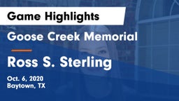 Goose Creek Memorial  vs Ross S. Sterling  Game Highlights - Oct. 6, 2020