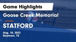 Goose Creek Memorial  vs STATFORD Game Highlights - Aug. 18, 2022