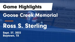 Goose Creek Memorial  vs Ross S. Sterling  Game Highlights - Sept. 27, 2022