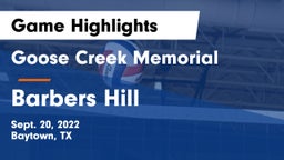 Goose Creek Memorial  vs Barbers Hill  Game Highlights - Sept. 20, 2022