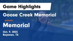 Goose Creek Memorial  vs Memorial  Game Highlights - Oct. 9, 2023