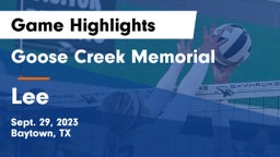 Goose Creek Memorial  vs Lee Game Highlights - Sept. 29, 2023