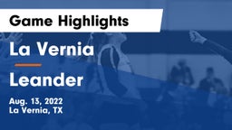 La Vernia  vs Leander Game Highlights - Aug. 13, 2022
