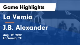 La Vernia  vs J.B. Alexander Game Highlights - Aug. 19, 2022