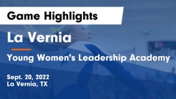 La Vernia  vs Young Women's Leadership Academy Game Highlights - Sept. 20, 2022