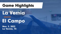 La Vernia  vs El Campo Game Highlights - Nov. 3, 2022