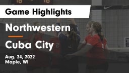 Northwestern  vs Cuba City  Game Highlights - Aug. 24, 2022