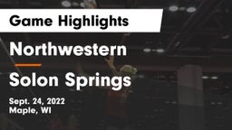 Northwestern  vs Solon Springs Game Highlights - Sept. 24, 2022