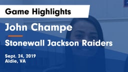 John Champe   vs Stonewall Jackson Raiders Game Highlights - Sept. 24, 2019